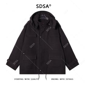 SDSA男士秋冬新款痞帅男装美式复古多口袋立领连帽夹克外套高级感