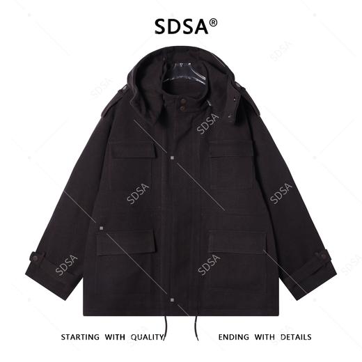 SDSA男士秋冬新款痞帅男装美式复古多口袋立领连帽夹克外套高级感 商品图0