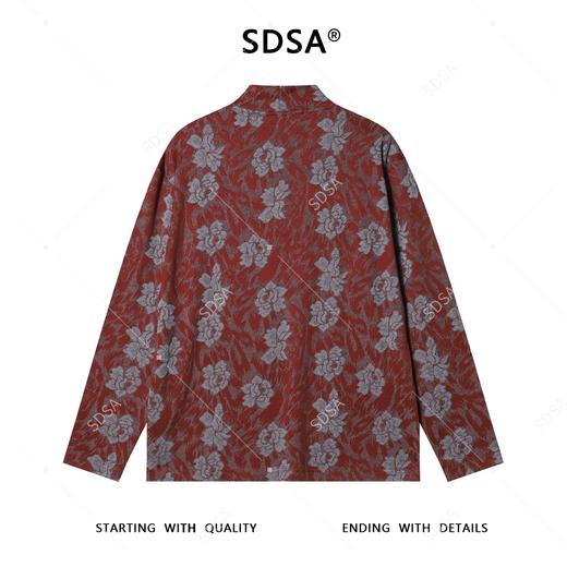 T4856SDSA秋冬新款痞帅男装简约撞色满印花朵半高领长袖T恤百搭复古 商品图5
