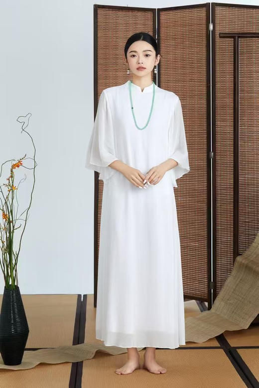 【茶服】水袖连衣裙（黑白两色可选/定制/15天工期/不退换） 商品图1