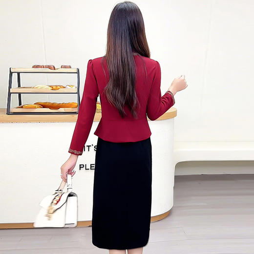 QYM 25XB911-Y假两件不对称包臀裙高腰花朵礼服裙连衣裙 商品图3