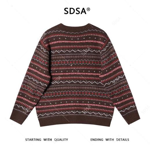 23773SDSA男士秋冬新款痞帅男装日系趣味条纹圆领毛衣撞色百搭套头上衣 商品图5