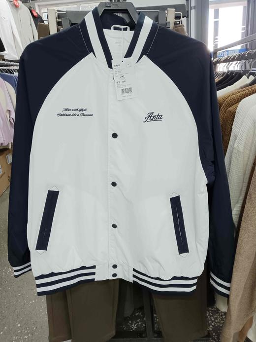 XY/安踏外套男女同款复古单夹克学院风运动户外宽松棒球服 152438607--1    雪花白色 商品图6