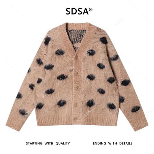 41721SDSA秋冬新款痞帅男装潮牌撞色波点纽扣V领针织衫毛衣百搭时尚 商品图1