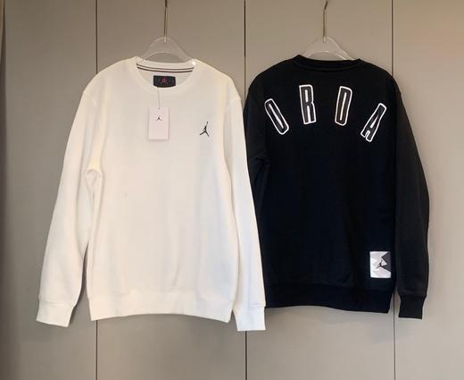 乔家字母图案罗纹圆领抓绒运动卫衣 男女款-FB7020（蕾姐黑色S 白色M） 商品图11