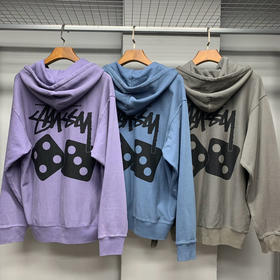 STUSSY骰子三色拉链连帽卫衣