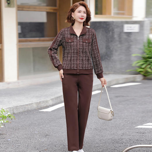 YME-8563洋气妈妈装秋季套装新款长袖运动服外套中老年女装春秋休闲两件套 商品图3