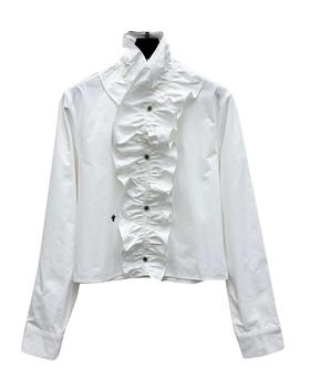 女款可拆卸花边长袖衬衫010