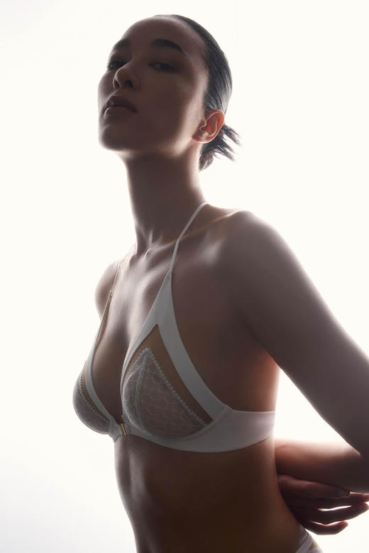 LOAM｜线索 露背蕾丝三角杯无钢圈  [ 烟熏黑 / 水光白 ] 商品图3