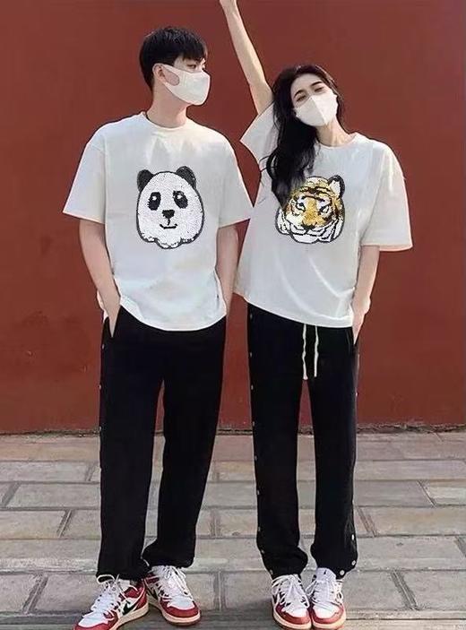 仅限11.11，不参与退~（不支持退）【NOIDARA品牌】100%棉（亮片虎头可变熊猫）T恤2116-喜出 商品图1