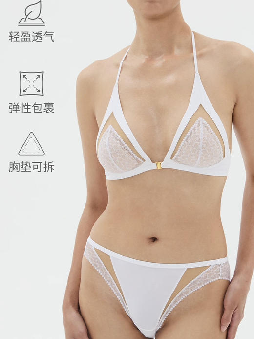 LOAM｜线索 露背蕾丝三角杯无钢圈  [ 烟熏黑 / 水光白 ] 商品图4