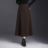 QYM M293-Y半身裙高腰中长款毛呢A字裙 商品缩略图0