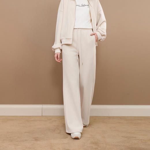 三彩2025冬季新款加绒卫裤休闲长裤高腰复合奥粒绒直筒裤子S 商品图1