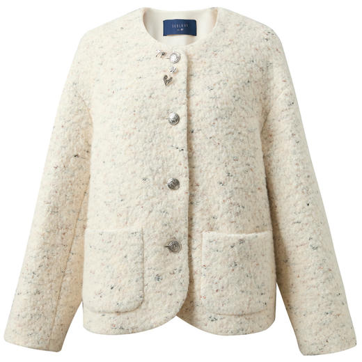 【绵羊毛】三彩2025冬季新款彩点圈圈呢大衣毛呢外套宽松温柔风M 商品图4