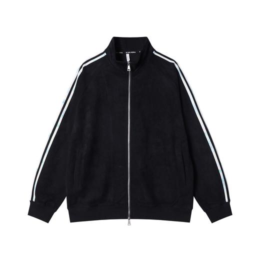 WT234SDSA男士秋冬新款痞帅男装美式潮牌绒面撞色织带拉链立领卫衣外套 商品图1