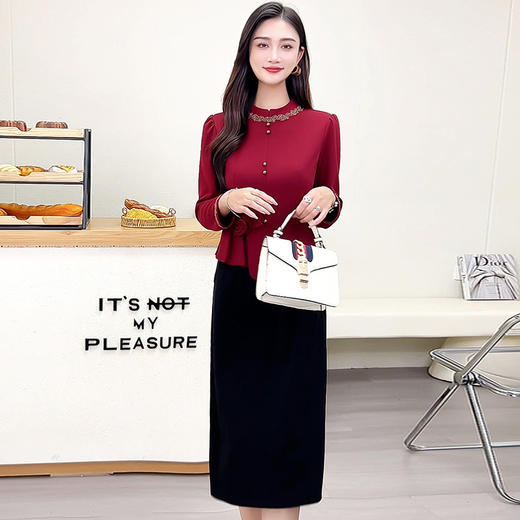 QYM 25XB911-Y假两件不对称包臀裙高腰花朵礼服裙连衣裙 商品图1