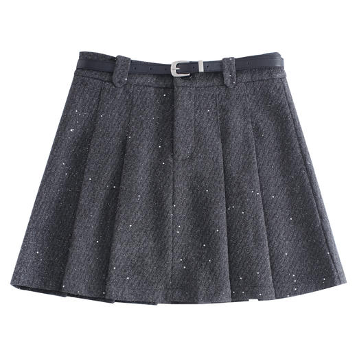 QYM M277-Y毛呢短款百褶裙高腰半身裙A字裙 商品图4