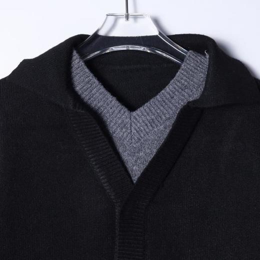 9936SDSA男士秋冬新款痞帅男装韩版撞色翻领净版假两件毛衣宽松百搭 商品图2