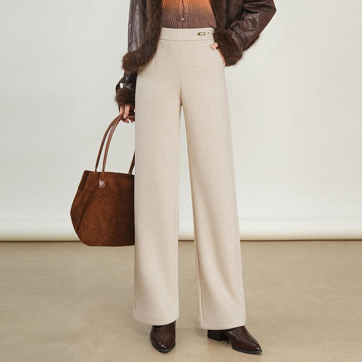 QYM K560-Y毛呢阔腿裤厚款直筒垂感休闲裤 商品图1