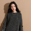 三彩2025冬季新款复古慵懒针织衫宽松保暖花朵装饰圆领套头毛衫S 商品缩略图3