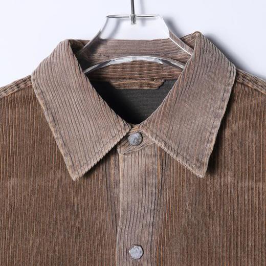 88208SDSA男士秋冬新款痞帅男装复古磨白纽扣翻领长袖衬衫百搭时尚衬衣 商品图2