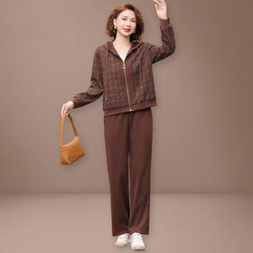 WP-25545妈妈秋装外套2025新款中老年运动套装女春秋贵夫人洋气拼接两件套