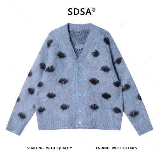 41721SDSA秋冬新款痞帅男装潮牌撞色波点纽扣V领针织衫毛衣百搭时尚 商品图1