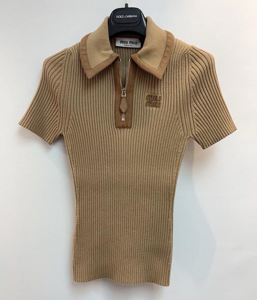 女款半拉链羊絨短袖针织衫017 商品图0