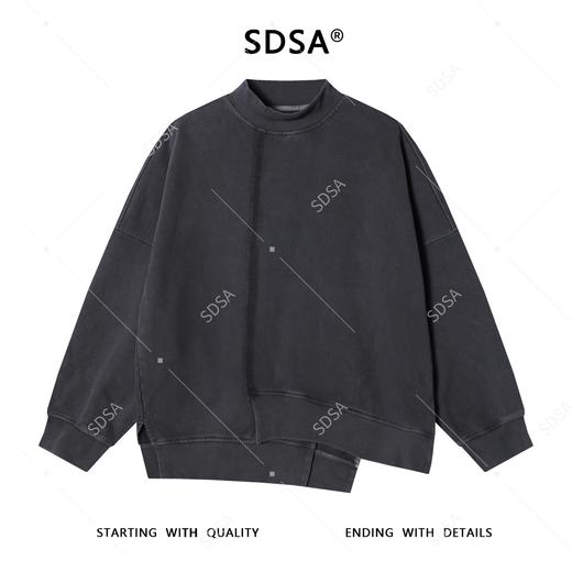 SDSA男士秋冬新款痞帅男装简约纯色不规则圆领卫衣百搭舒适卫衣 商品图1