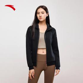 XY/安踏公主线外套女款秋季跑步训练连帽运动上衣针织开衫162437706N--3基础黑色