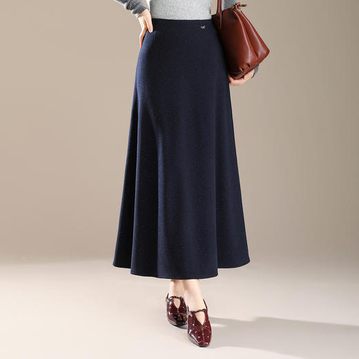 QYM  M269-Y羊毛呢A字裙高腰厚款半身裙遮肚裙 商品图0