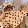 【小名媛波点仿皮草！加厚夹棉防风保暖】女童毛毛衣2025冬装新款宝宝连帽波点仿皮草儿童外套。hb 商品缩略图2