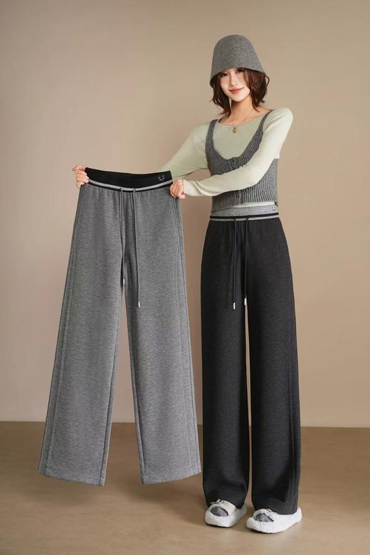 腰头拼接休闲直筒裤 商品图0