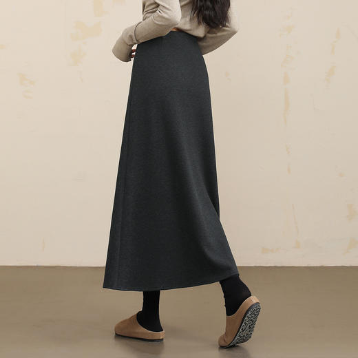 QYM  M269-Y羊毛呢A字裙高腰厚款半身裙遮肚裙 商品图2