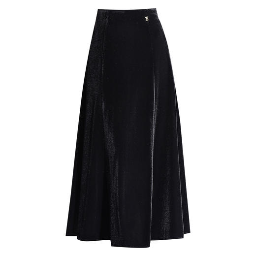 QYM M201-Y金丝绒半身裙高腰中长款垂感A字裙 商品图4