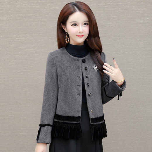 QYM L2542-Y洋气小香风外套时尚拼结休闲上衣 商品图1