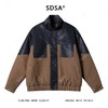 2293SDSA男士秋冬新款痞帅男装美式撞色拼皮立领夹克棉服百搭时尚外套 商品缩略图1