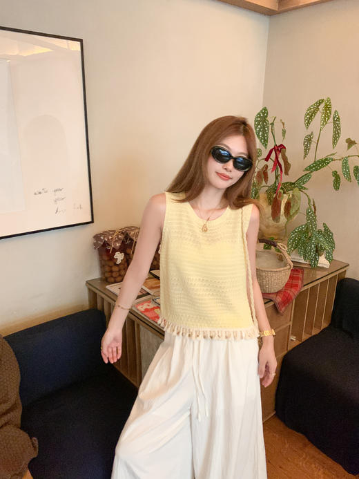 <曾小咸推荐>现货秒杀！微信超特价！黄色镂空流苏背心 日常119.99 立减70 秒杀49.99！ 商品图8