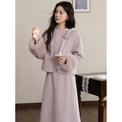 鹿向南「半岛情书」高级感紫色气质外套半身裙两件套装女秋冬新款 商品图3