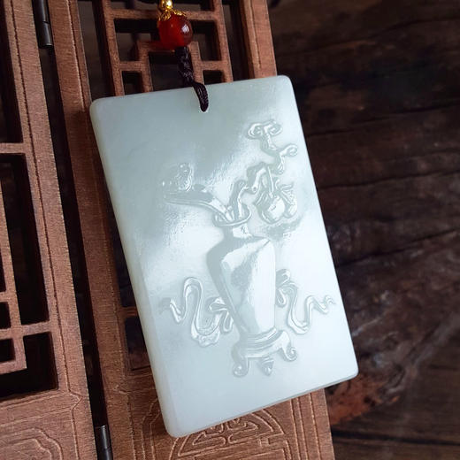 【天然正品】天然青海老料细腻一级白油润度佳平安如意无事牌和田玉吊坠项链中性210925NJS23现售价：1880 商品图5