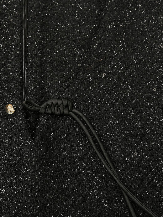 黑色亮片无袖连衣裙女 小香风 V 领系带 A 字裙 秋冬内搭外穿时尚短裙 商品图3