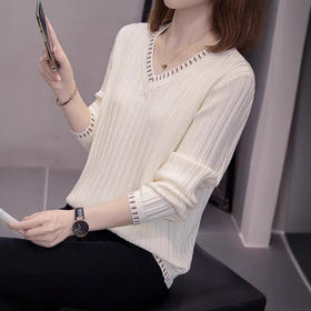 针织打底衫女士春秋冬季2025年新款大码v领气质洋气内搭毛衣上衣