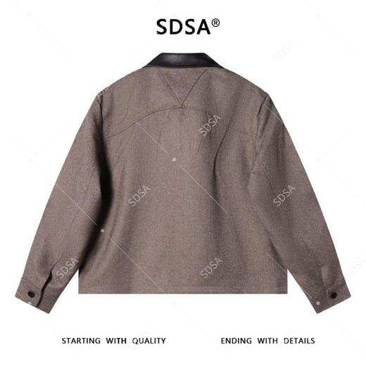 SDSA男士秋冬新款痞帅男装设计师撞色翻领拉链夹克倒三角时尚外套 商品图5