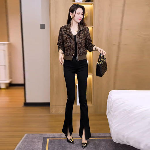 ASYG-2578豹纹短外套女2025春秋新款时髦洋气小个子百搭短款气质夹克上衣潮 商品图1