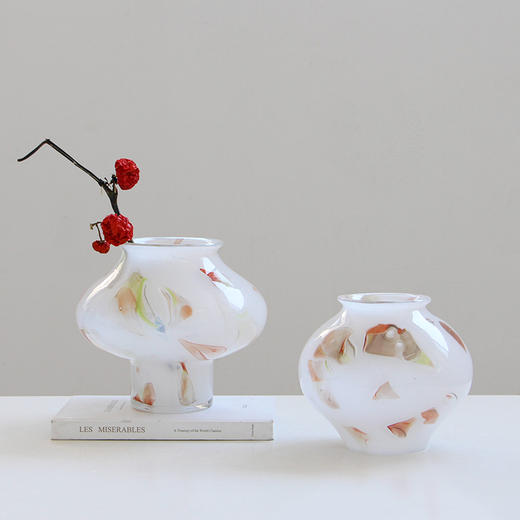 中古玻璃法式高级感花瓶摆件创意水养客厅电视柜玄关插花装饰品 商品图2