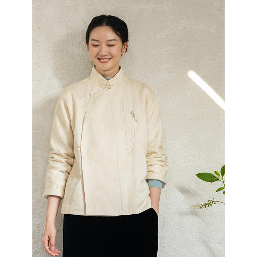 牧衣游原创 棉麻棉衣女冬季新款蓬松保暖古朴高领棉服 秦桑曲厘 商品图1