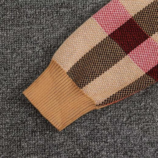 D100411高克重格纹双层提花圆领针织毛衣 商品图8