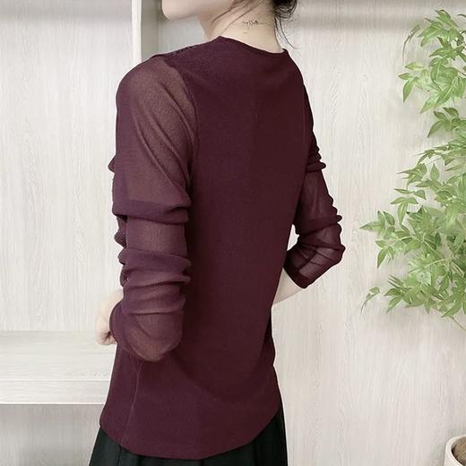 丁摩季新款爆款网纱拼接打底衫女气质高档V领内搭上衣5ZF-3268 商品图2