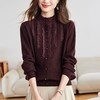AS-95352025秋冬新款红色木耳边优雅通勤内搭外穿打底上衣立领针织衫女 商品缩略图1