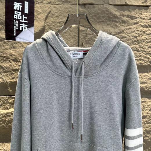 D100424秋冬款手臂四条杠针织毛圈连帽卫衣男女同款 商品图6